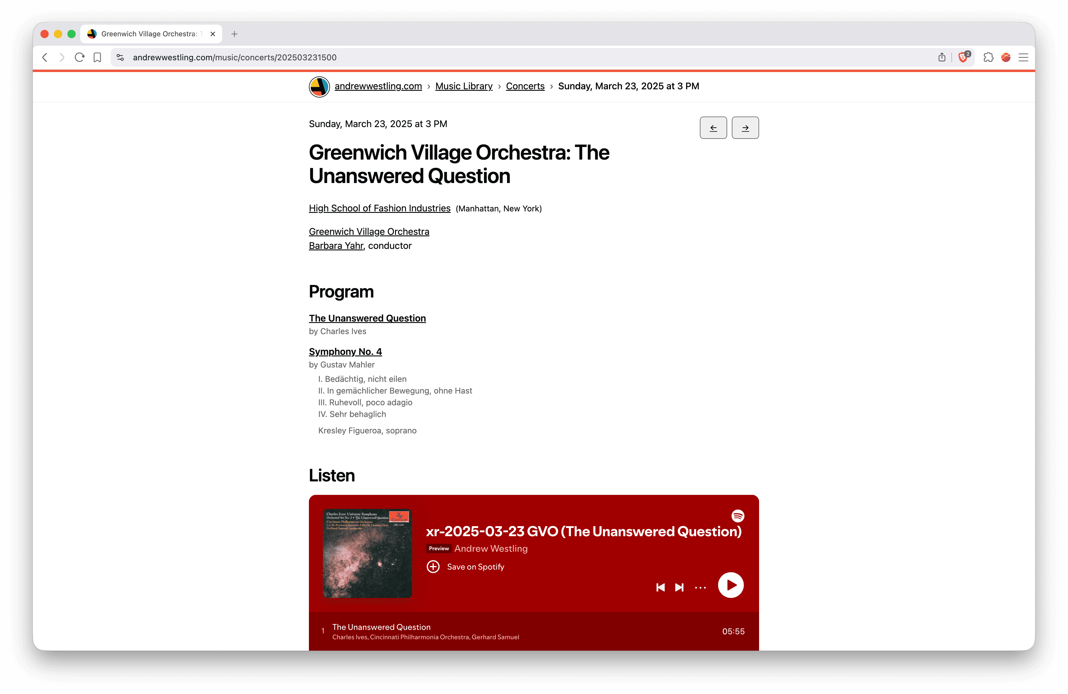 Music Library browse UI on the live /music archive